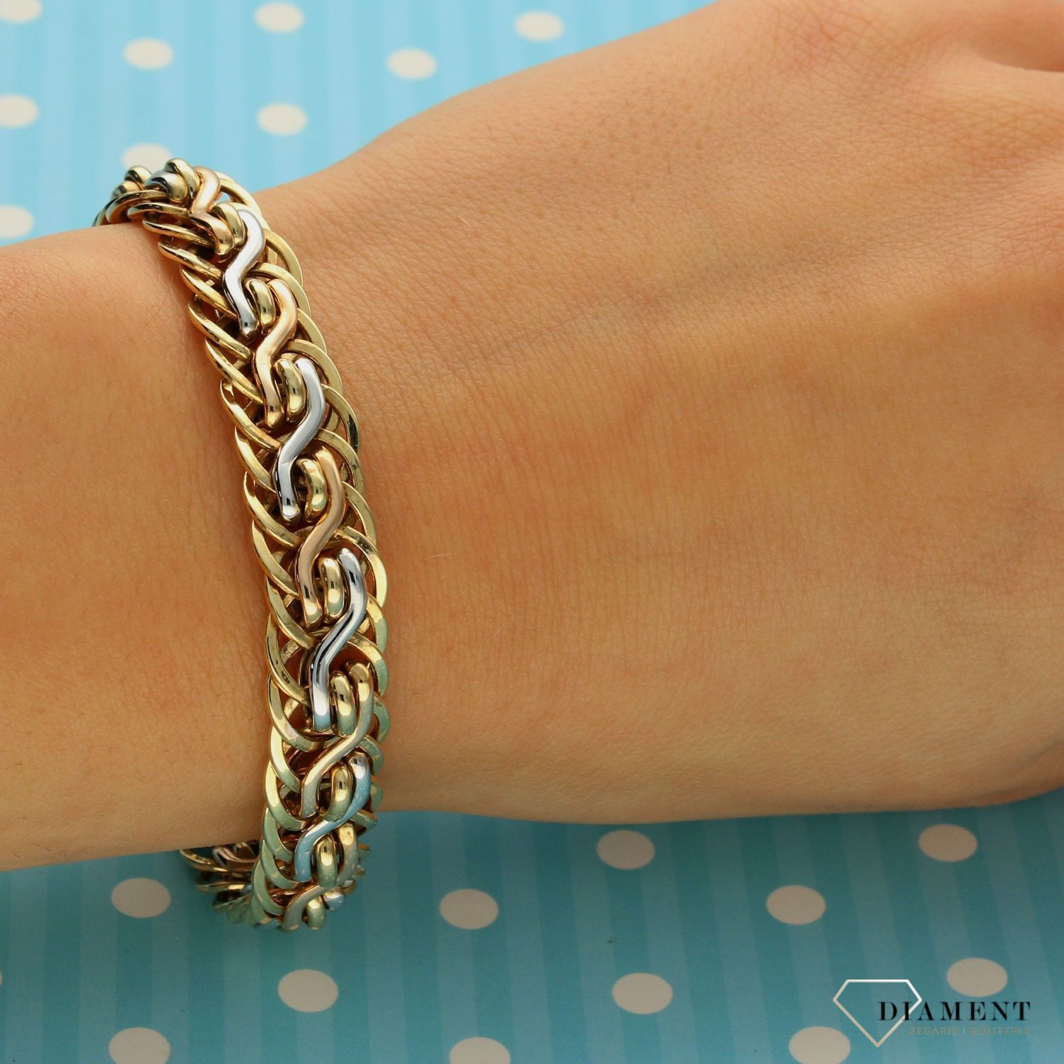 Złota bransoletka damska 585 'plecionka' BR 1761 białe, żółte i różowe złoto✓ Złote Bransoletki Damskie w Sklepie z Biżuterią zegarki-diament.pl✓Piękne i Eleganckie Bransoletki dla Kobiet✓  Idealny pomysł na pre.jpg